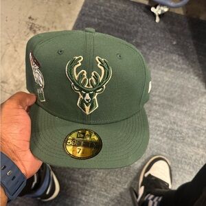 Milwaukee Bucks new era fitted hat 7 3/8